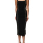 Black Sleeveless Front Zipper Midi Dress