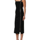 Black Sleeveless Front Zipper Midi Dress