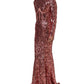 Pink Long Sequined Corset Detailing Gown Dress