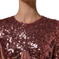 Pink Long Sequined Corset Detailing Gown Dress