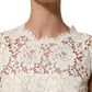 White Cotton Corded Lace Sleeveless Midi Dress