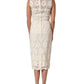 White Cotton Corded Lace Sleeveless Midi Dress