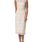 White Cotton Corded Lace Sleeveless Midi Dress
