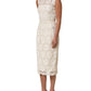 White Cotton Corded Lace Sleeveless Midi Dress