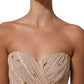Nude Embellished Strapless Evening Gown Dress