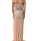 Nude Embellished Strapless Evening Gown Dress