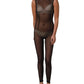 Black Sheer Mesh Jumpsuit Turtleneck Dress