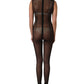 Black Sheer Mesh Jumpsuit Turtleneck Dress