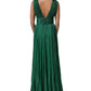 Metallic Green Sleeveless Plissé Gown Dress