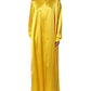Yellow Silk Collared Button Down Maxi Dress