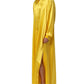 Yellow Silk Collared Button Down Maxi Dress