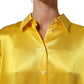 Yellow Silk Collared Button Down Maxi Dress