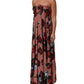 Dusty Pink Silk Floral Strapless Maxi Dress