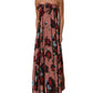 Dusty Pink Silk Floral Strapless Maxi Dress