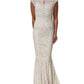 White Lace Viscose Sheath Long Gown Dress