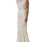 White Lace Viscose Sheath Long Gown Dress