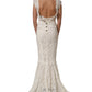 White Lace Viscose Sheath Long Gown Dress