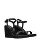 Black Leather Wedge Sandals