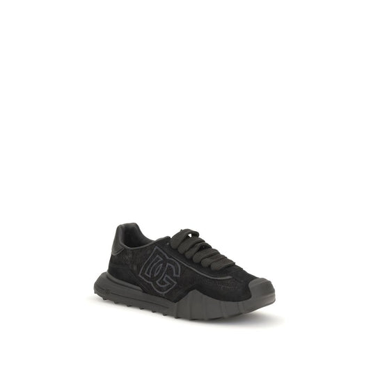 Black Calf Leather Bos Taurus Chunky Sneakers