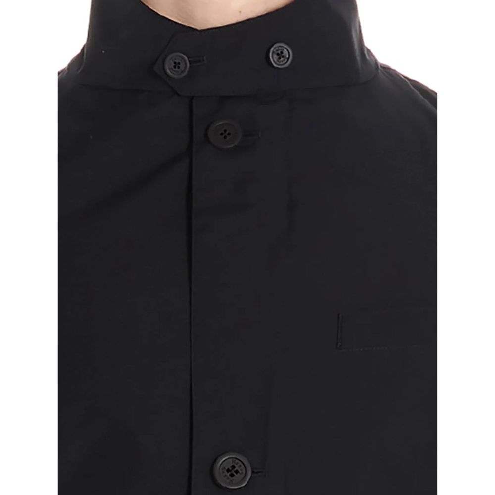 Black Polyester Full-Length Jacket