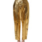 Metallic Gold High Waist Pleated Tapered Pants