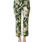 White Floral Print Cropped Straight Pants