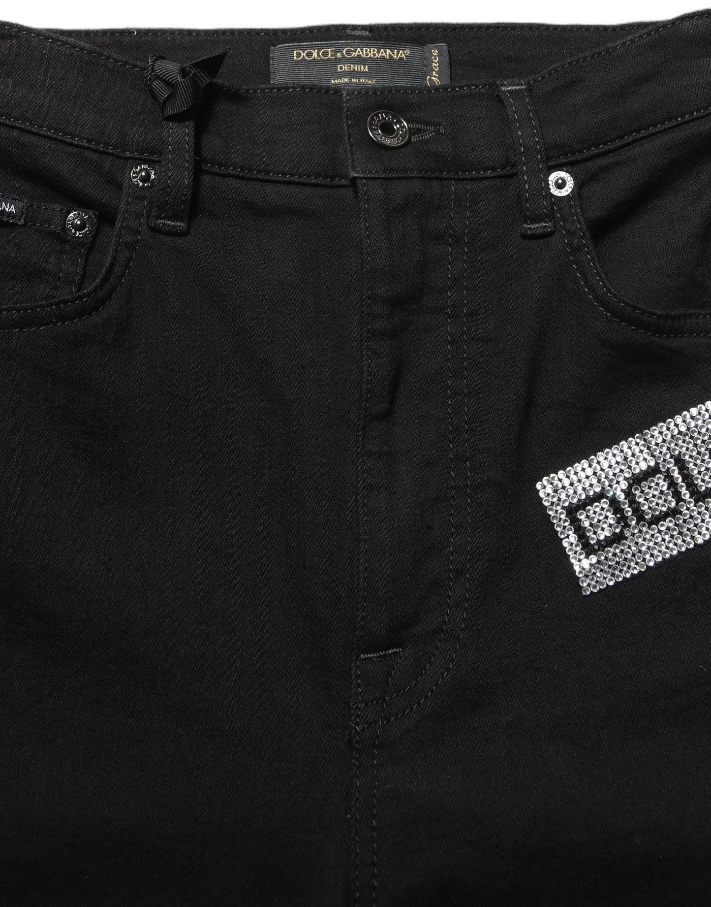 Black Grace Rhinestone HighWaist Denim Jeans