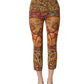 Multicolor Mosaic Print Crepe Cropped Trouser Pants