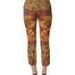 Multicolor Mosaic Print Crepe Cropped Trouser Pants