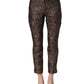 Burgundy Grey Floral Jacquard Straight Pants