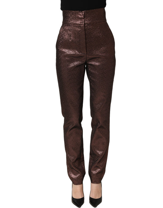 Metallic Brown High Waist Tapered Leg Pants