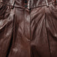 Brown Leather High Waist Tapered Leg Pants