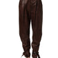 Brown Leather High Waist Tapered Leg Pants
