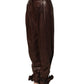 Brown Leather High Waist Tapered Leg Pants