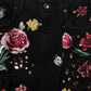 Black Floral Cotton High Waist Tapered Pants