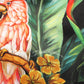 Black Tropical Print Cotton HighWaist Pants