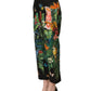 Black Tropical Print Cotton HighWaist Pants