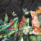 Black Tropical Print Cotton HighWaist Pants