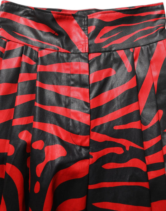 Red Black Zebra Print Cotton HighWaist Pants