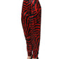 Red Black Zebra Print Cotton HighWaist Pants