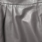 Gray Leather High Waist Pencil Cut Midi Skirt