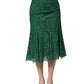 Green Lace High Waist Mermaid Midi Skirt