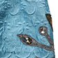 Blue Jacquard Embroidered A-line Skirt