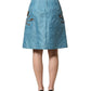Blue Jacquard Embroidered A-line Skirt