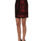 Red Black Floral Lace Jacquard Mini Skirt