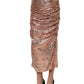 Rose Gold Sequin High Waist Ruched Maxi Skirt