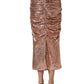 Rose Gold Sequin High Waist Ruched Maxi Skirt