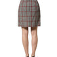 Gray Checkered High Waist A-line Mini Skirt