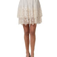 White Floral Embroidered A-line Mini Skirt