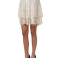 White Floral Embroidered A-line Mini Skirt